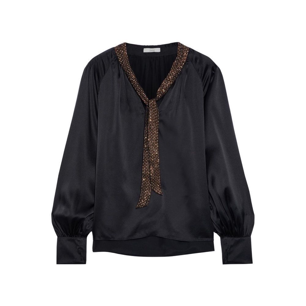 Joie Black Blouse with Gold Accents